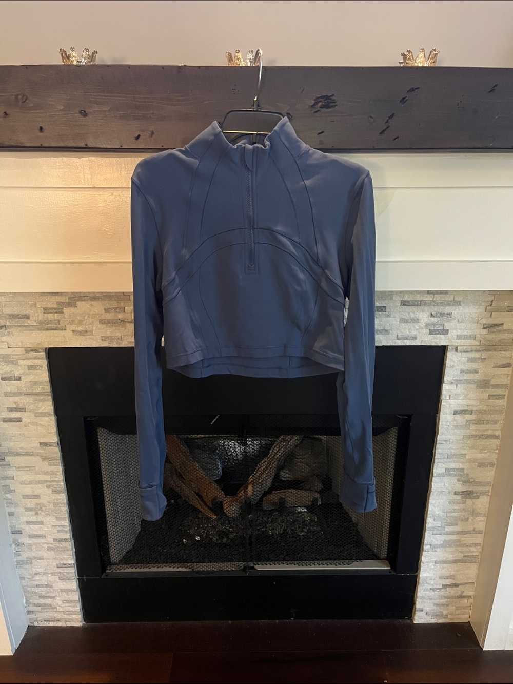 Lulu Lemon Define Cropped Half Zip Blue size 12 NWT